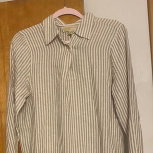 MICHAEL Michael Kors Beige & White Striped Button-Down Shirt.slip over head